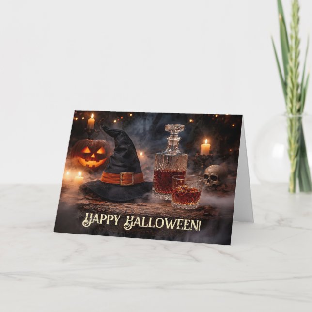 Halloween Lustiger Whiskey Prost  Karte (Vorderseite)