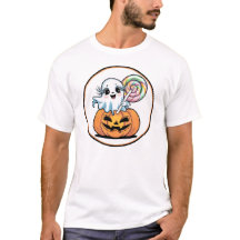 Halloween-Lutscher-Geist Auf Kürbis