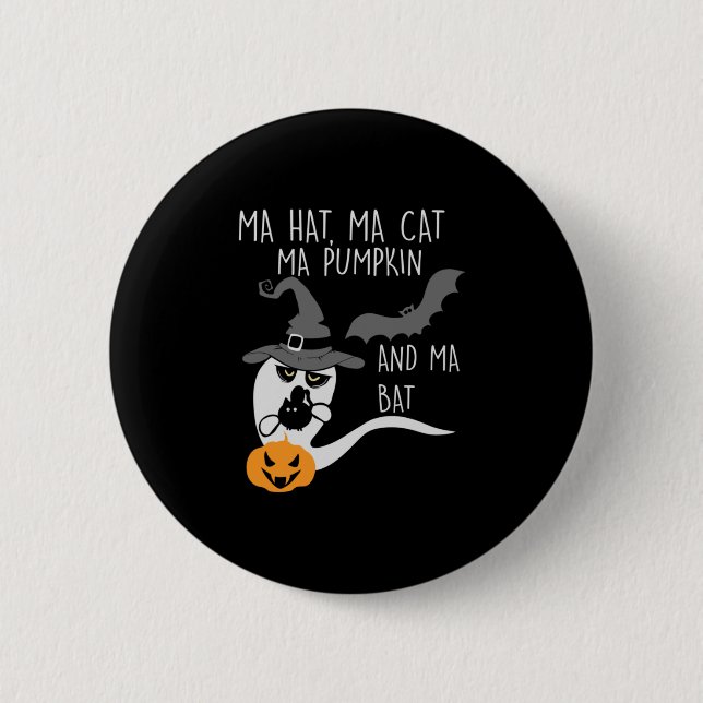 Halloween Ma Hat Ma Cat Birthday Button (Vorderseite)