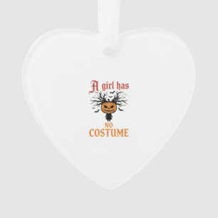 Halloween-Mädchen hat keinen Kostüm-Kürbis Ornament