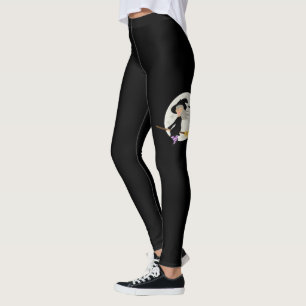 Halloween-Mädchen Hexe fliegt beim Mond Schwarz Leggings
