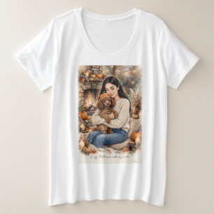 Halloween-Mädchen mit Pudel Große Größe T-Shirt