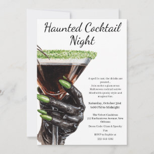 Halloween Mädchen Nacht Spuk Cocktailparty Einladung