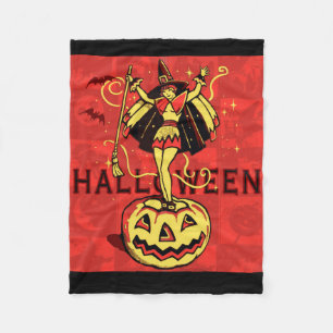 Halloween-Mädchen (Vintag) Fleecedecke