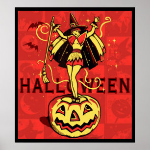 Halloween-Mädchen (Vintag) Poster
