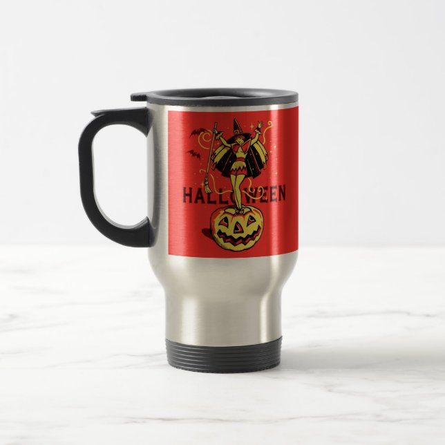 Halloween-Mädchen (Vintag) Reisebecher (Links)