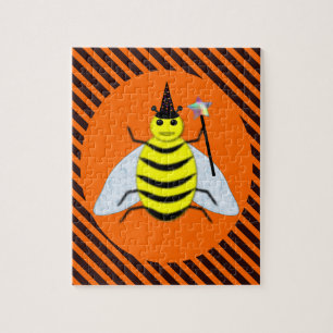 Halloween Magic Bee Hexe Orange und Schwarze Strei
