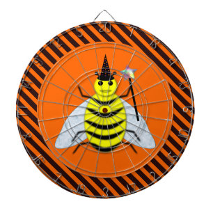 Halloween Magic Bee Hexe Orange und Schwarze Strei Dartscheibe