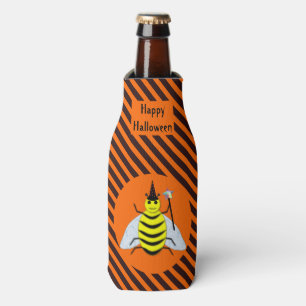 Halloween Magic Bee Hexe Orange und Schwarze Strei Flaschenkühler