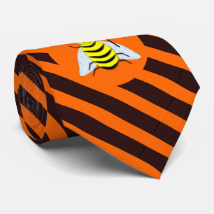 Halloween Magic Bee Hexe Orange und Schwarze Strei Krawatte
