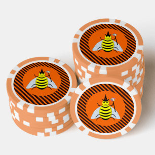 Halloween Magic Bee Hexe Orange und Schwarze Strei Pokerchips