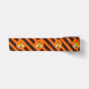 Halloween Magic Bee Hexe Orange und Schwarze Strei Satinband