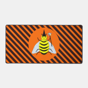 Halloween Magic Bee Hexe Orange und Schwarze Strei Schreibtischunterlage