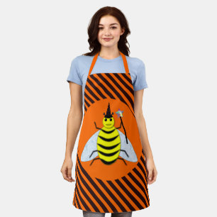 Halloween Magic Bee Hexe Orange und Schwarze Strei Schürze