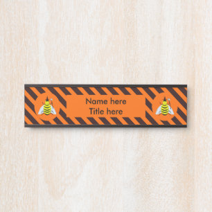 Halloween Magic Bee Hexe Orange und Schwarze Strei Türschild