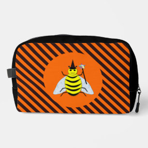 Halloween Magic Bee Hexe Orange und Schwarze Strei Waschbeutel