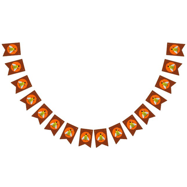 Halloween Magic Bee Hexe Orange und Schwarze Strei Wimpelkette (Alle)