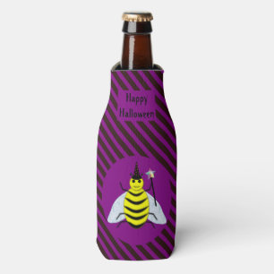 Halloween Magic Bee Wizard Lila und schwarz Streif Flaschenkühler