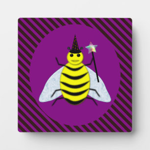 Halloween Magic Bee Wizard Lila und schwarz Streif Fotoplatte