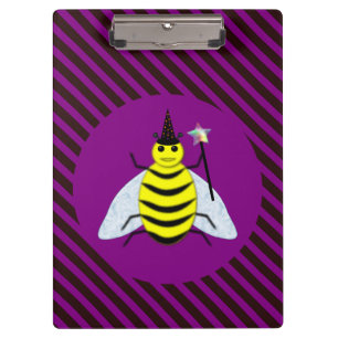 Halloween Magic Bee Wizard Lila und schwarz Streif Klemmbrett
