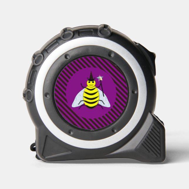 Halloween Magic Bee Wizard Lila und schwarz Streif Maßband (Vorderseite)