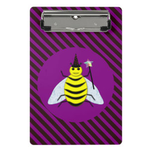 Halloween Magic Bee Wizard Lila und schwarz Streif Mini Klemmbrett