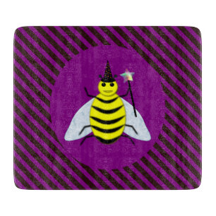 Halloween Magic Bee Wizard Lila und schwarz Streif Schneidebrett
