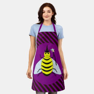Halloween Magic Bee Wizard Lila und schwarz Streif Schürze