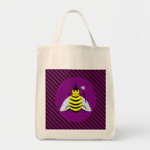 Halloween Magic Bee Wizard Lila und schwarz Streif Tragetasche