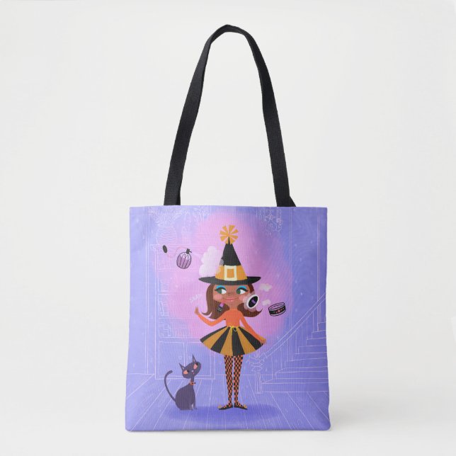 Halloween Magic Brown Hair Hexe Tasche (Vorderseite)
