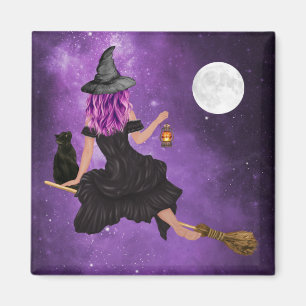 Halloween Magic Flying Witz Vollmond Magnet