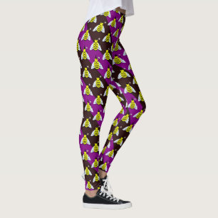 Halloween Magie Biene Zauberer Lila und Schwarz Ge Leggings