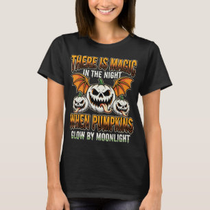 Halloween-Magie-Kürbis-Mondlicht-Horror-Vektor T-Shirt