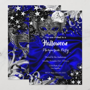 Halloween Magische Nacht Maskenball Party blau Einladung