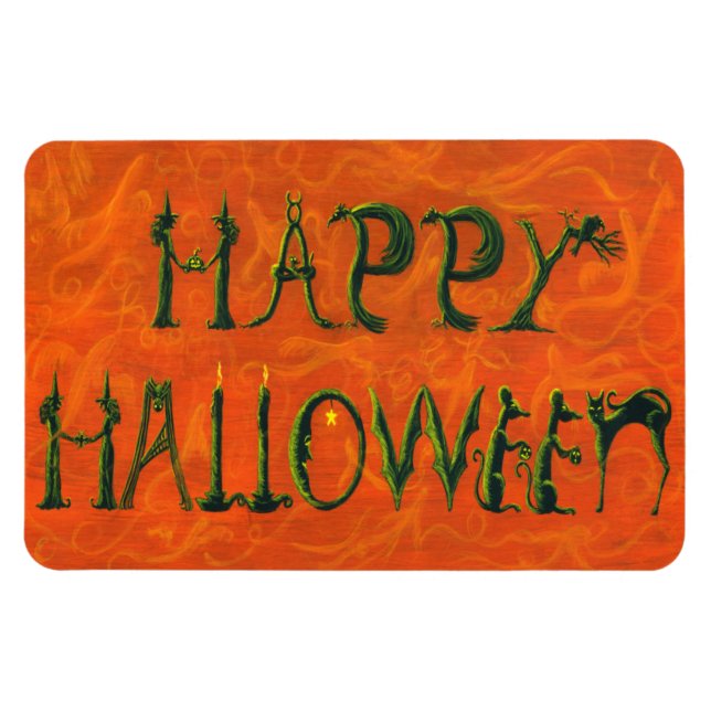 Halloween Magnet "Happy Halloween" Bildzeichen (Horizontal)