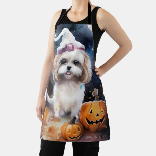 Halloween Malti Tzu mit Kürbissen Gruselig Schürze