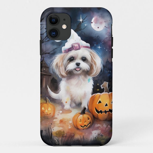 Halloween Malti Tzu mit Pumpkins Beängstigend Case-Mate iPhone Hülle (Rückseite)