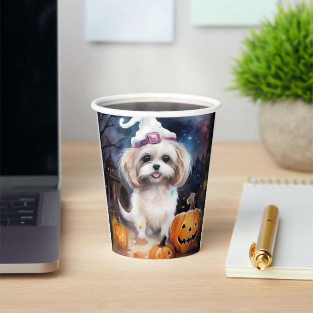 Halloween Malti Tzu mit Pumpkins Beängstigend Pappbecher (InSitu)