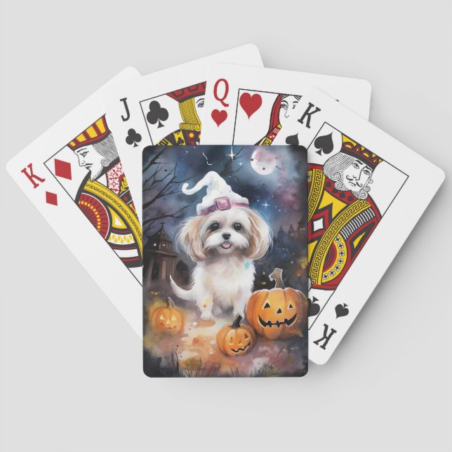 Halloween Malti Tzu mit Pumpkins Beängstigend Spielkarten (Rückseite)
