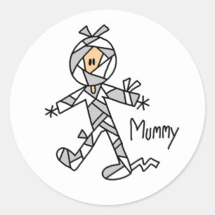 Halloween-Mama-Strichmännchen-Aufkleber Runder Aufkleber