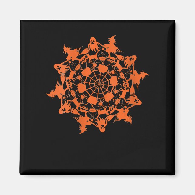 Halloween Mandala Spider Witch Ghost Magnet (Vorne)
