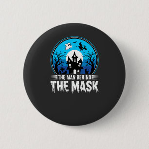 Halloween Mann hinter der Maske Spukhaus Button