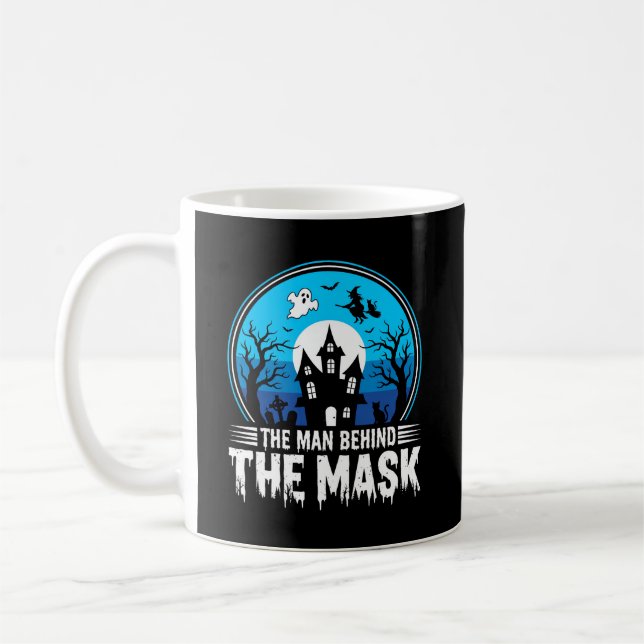 Halloween Mann hinter der Maske Spukhaus Kaffeetasse (Links)