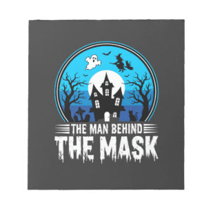 Halloween Mann hinter der Maske Spukhaus Notizblock