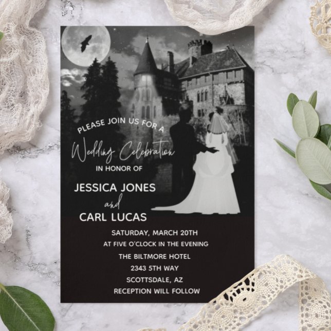 Halloween Mansion Couple Wedding October Einladung (Von Creator hochgeladen)