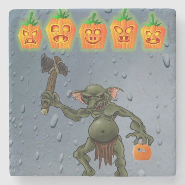 Halloween Marble Stone Untersetzer, Goblin Steinuntersetzer (Vorderseite)