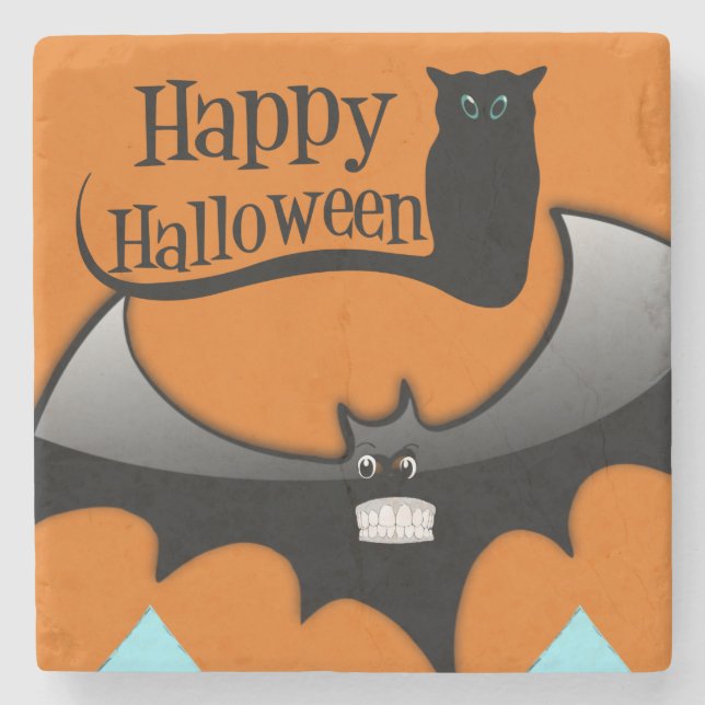 Halloween Marble Stone Untersetzer, Happy Hallowee Steinuntersetzer (Vorderseite)