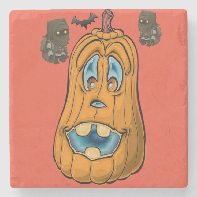 Halloween Marble Stone Untersetzer, Pumpkin Steinuntersetzer (Vorderseite)