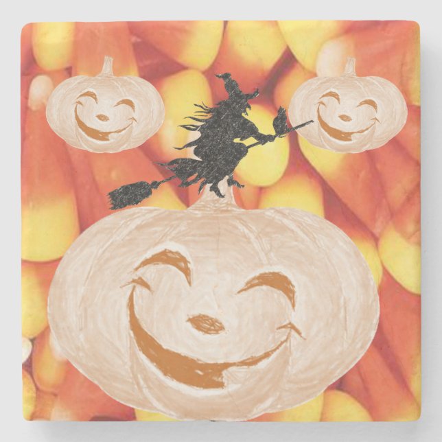 Halloween Marble Stone Untersetzer, Pumpkin Steinuntersetzer (Vorderseite)