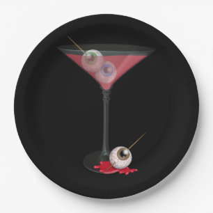 Halloween-Martini mit Augapfel Pappteller